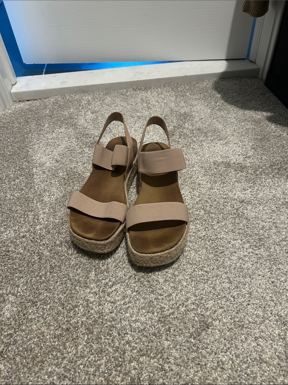 Women's Beige Espadrille Platform Sandals - size 9